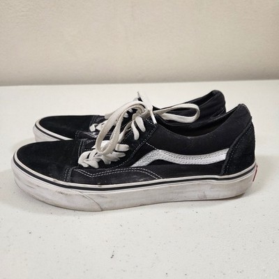 Vans Old Skool Black White Suede Canvas Low Top Sneakers Mens 9 Womens 10.5