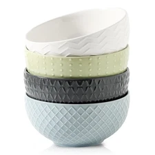 Hasense 4 PCS Soup Bowls Set 26oz Ceramic Microwave Dishwasher Salad Cereal N...