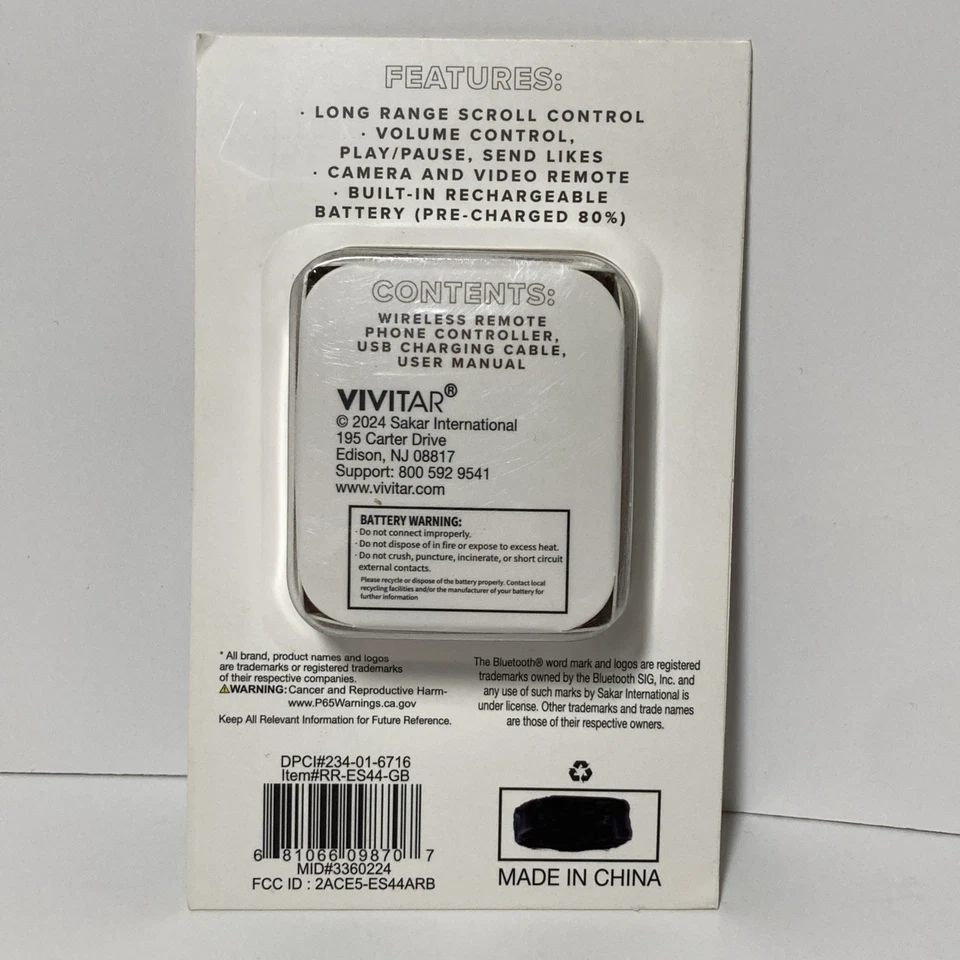 Vivitar Bluetooth Wireless Remote Phone Controller Green/White - NEW IN BOX - Image 2 of 4