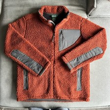 LL Bean Orange Sherpa Zip Up Fleece jacket youth size XL