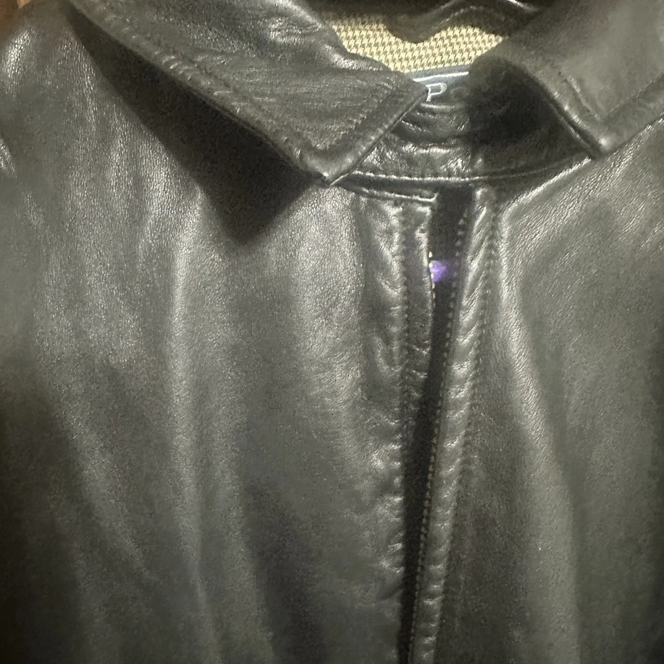 Chaqueta Polo Ralph Lauren Vintage Cuero Negra Poni Negra Grande Foto 4 de 4