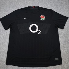 England Rugby Shirt Mens XL Black Rugby Union Nike O2 Authentic Jersey 2011 2012