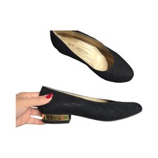 St.John Vintage Womens Black Suede Shoes Pumps Made In Italy Size: 7.5