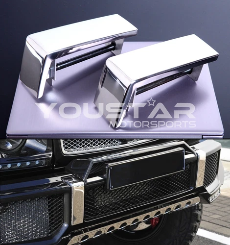 US STOCK x2 STAINLESS STEEL Chrome Bumper Caps for Mercedes W463 G63 Del Guard