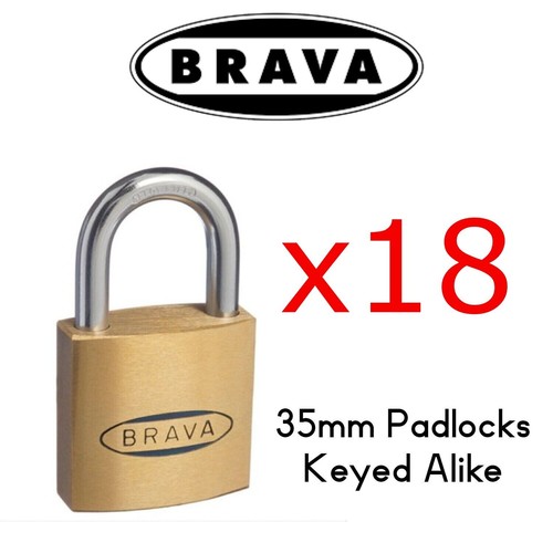 Padlocks x18  KEYED ALIKE BRAVA 35mm  High quality BULK LOT - Afbeelding 1 van 2