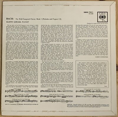 Bach The Well-Tempered Clavier Book I 1-8 GLENN GOULD Piano CBS LP