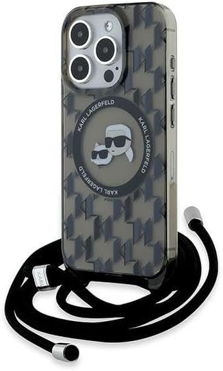Karl Lagerfeld Karl & Choupette Crossbody Case for iPhone 15 Pro 6.1"" Black -New