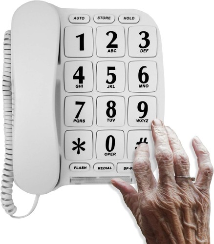 Telefon z dużym przyciskiem na ścianę lub biurko z głośnikiem i pamięcią - Zdjęcie 5 z 7