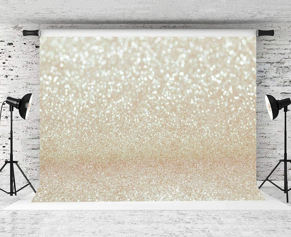 Fondo de manchas de bokeh blanco marfil (no brillo) fondo de baby shower dorado marfil Foto 4 de 4