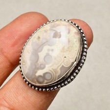 Crazy Lace Agate Gemstone Handmade 925 Sterling Silver Jewelry Ring Size 6