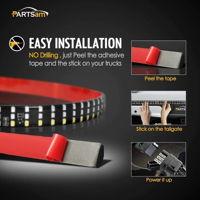 PARTSam 60" 432leds Triple LED Tailgate Light Bar Red Stop