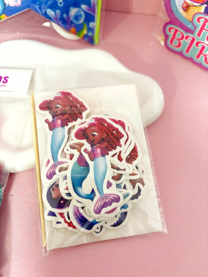 Junior Ariel mermaid, banner, cake topper, balloons, cupcake toppers