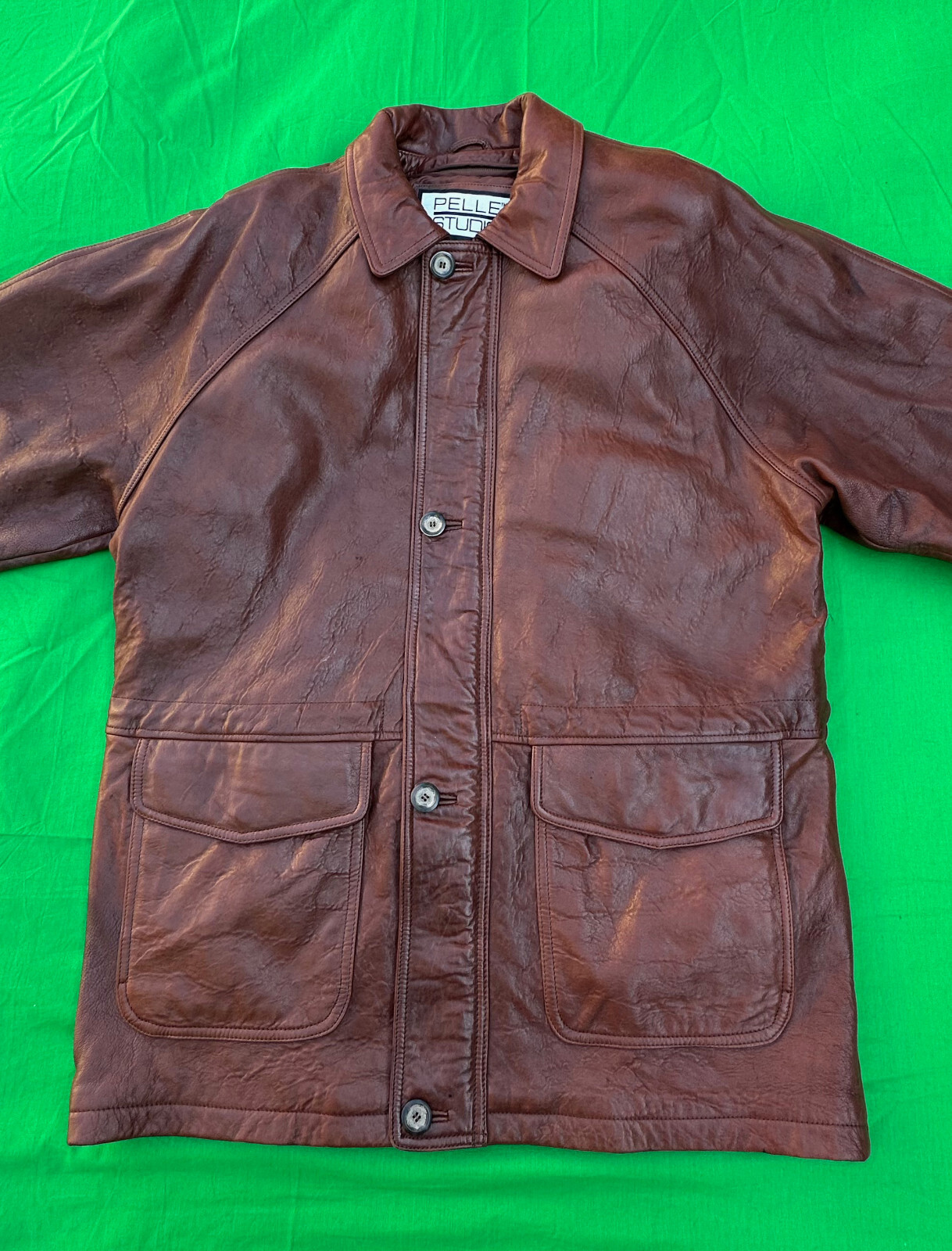 Vintage Wilsons Pelle Studio Men's Brown Leather Jacket Size L. image 3