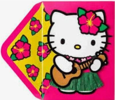 PAPYRUS HELLO KITTY SANRIO HAWAIIAN BLANK CARD GRASS SKIRT HAWAII