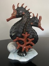 Herend Hungary Porcelain Pair of Seahorses Sculpture Figurine Nautical 7  