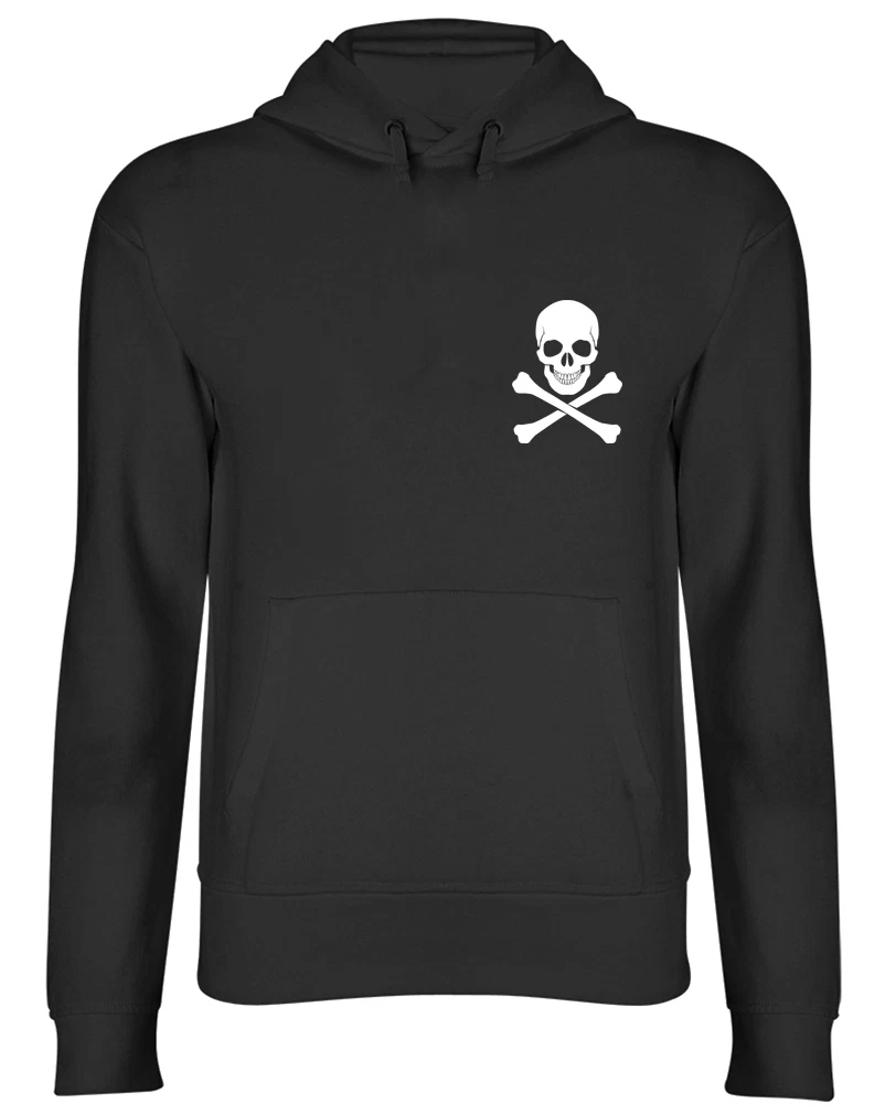 Skull and Crossbones Pocket Design Gothic Hooded Top Mens Womens