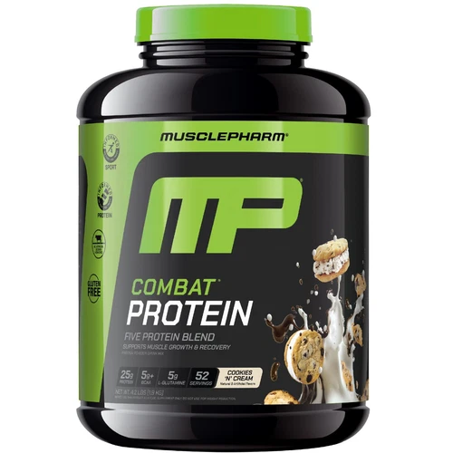 MusclePharm Combat Protein Powder - 4 lb, 52 Servings, Cookies & Cream