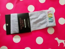 Cute Victoria's Secret Purple Apricot Pink LOGO Women One Size SET of TWO Socks
