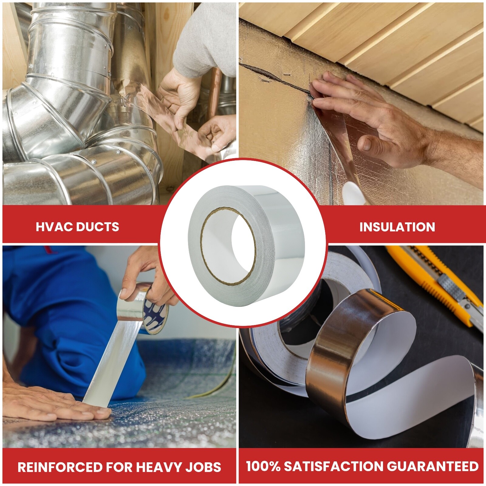 T.R.U. AF Heat Shield Resistant Aluminum Foil Tape HVAC: 4in x 50yds (Pack of 2)