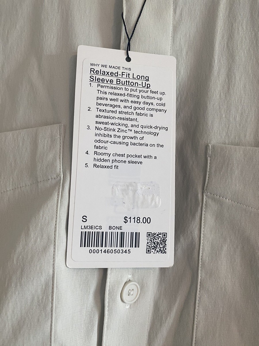 Lululemon Relaxed-Fit Long-Sleeve Button-Up Shirt Bone Men S Lululemon Relaxed-Fit Long-Sleeve Button-Up Shirt Bone Men S