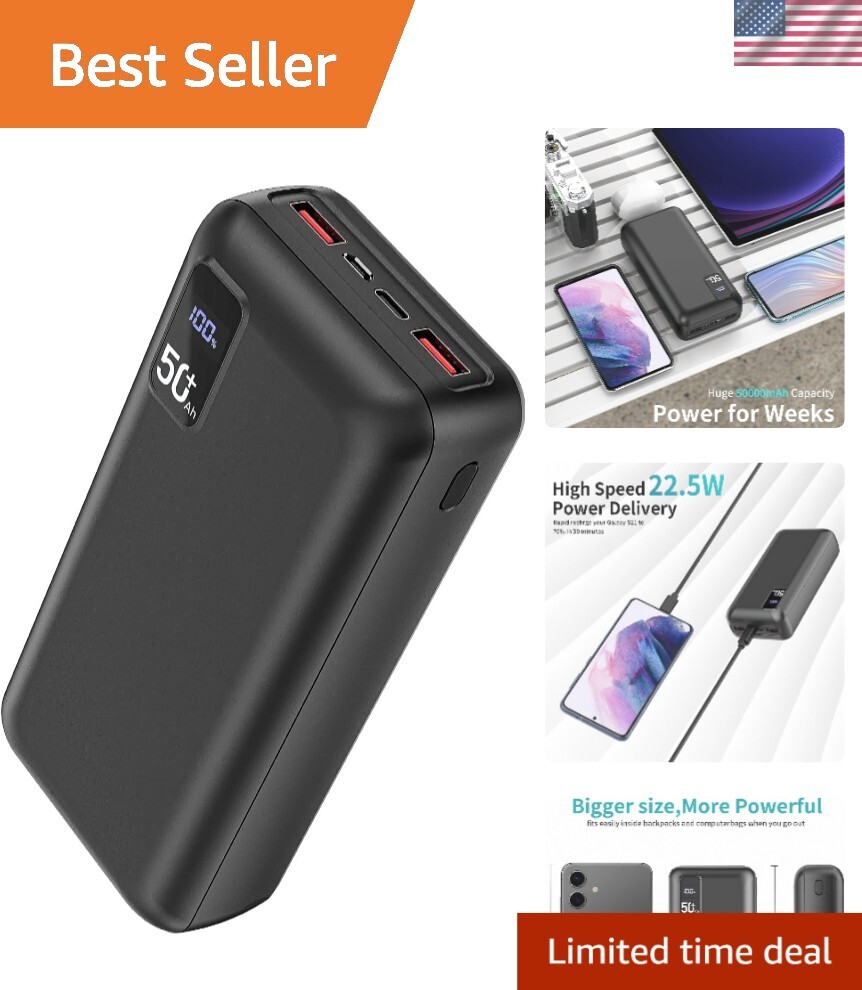 50,000mAh 22.5W Fast Charging Power Bank with USB-C Quick Charge  