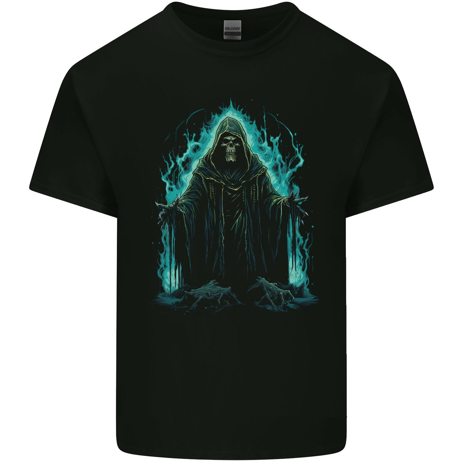 A Green Grim Reaper Mens Cotton T-Shirt Tee Top