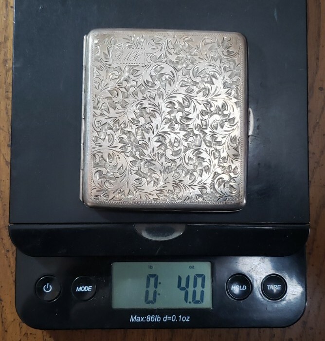 Sterling Silver .950 Cigarette Case Vintage Engraved Japanese