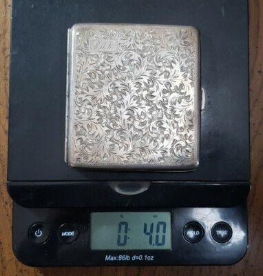 Sterling Silver .950 Cigarette Case Vintage Engraved Japanese