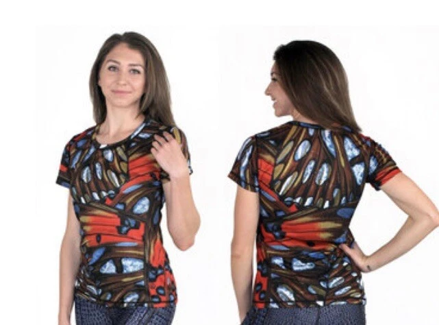 InknBurn 女式 Tech 蝴蝶跑步/健身 T 恤(X-小号) — 第 3/3 张图片