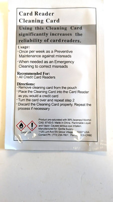 Universal Card Reader Cleaning Card Box Of 50 Chip ATM Slide Sealed