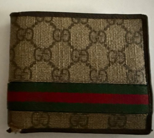 GUCCI GG Supreme Canvas & Leather Bi-Fold Brown Wallet Made in Italy AUTHENTIC - Picture 2 of 11