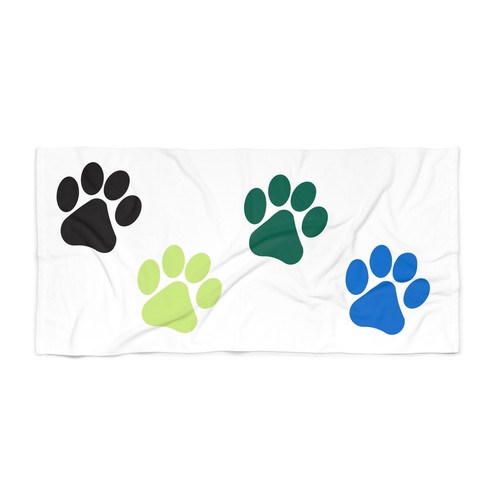 Colorful Paw Prints Beautiful Beach Towel 2 Sizes Available Pets Dogs Etc. - Picture 5 of 5