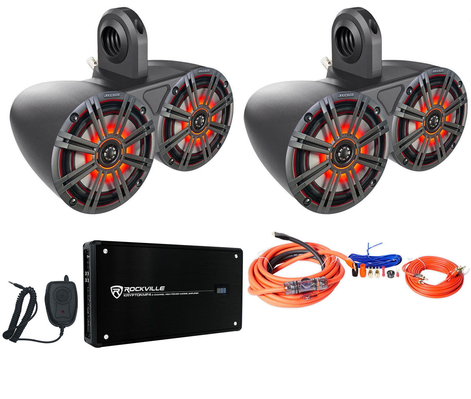 Пара динамиков для вейкбординга Dual Kicker 43KM654LCW 65 LED мощностью 780 Вт 4-канальный усилитель 13739000₽