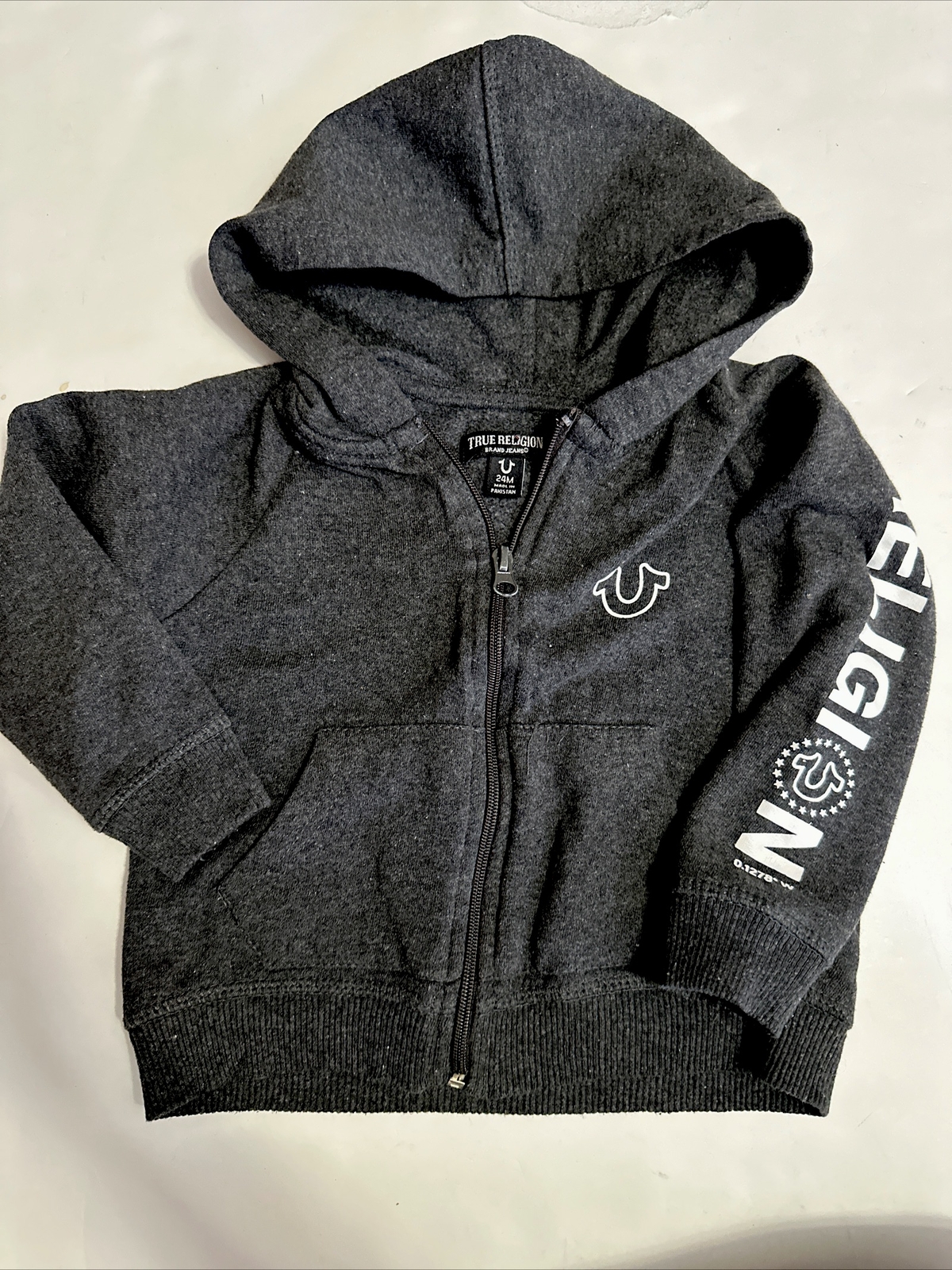 True Religion Hoodie Baby Boys 24 Months Black Full Zip Jacket Sweatshirt