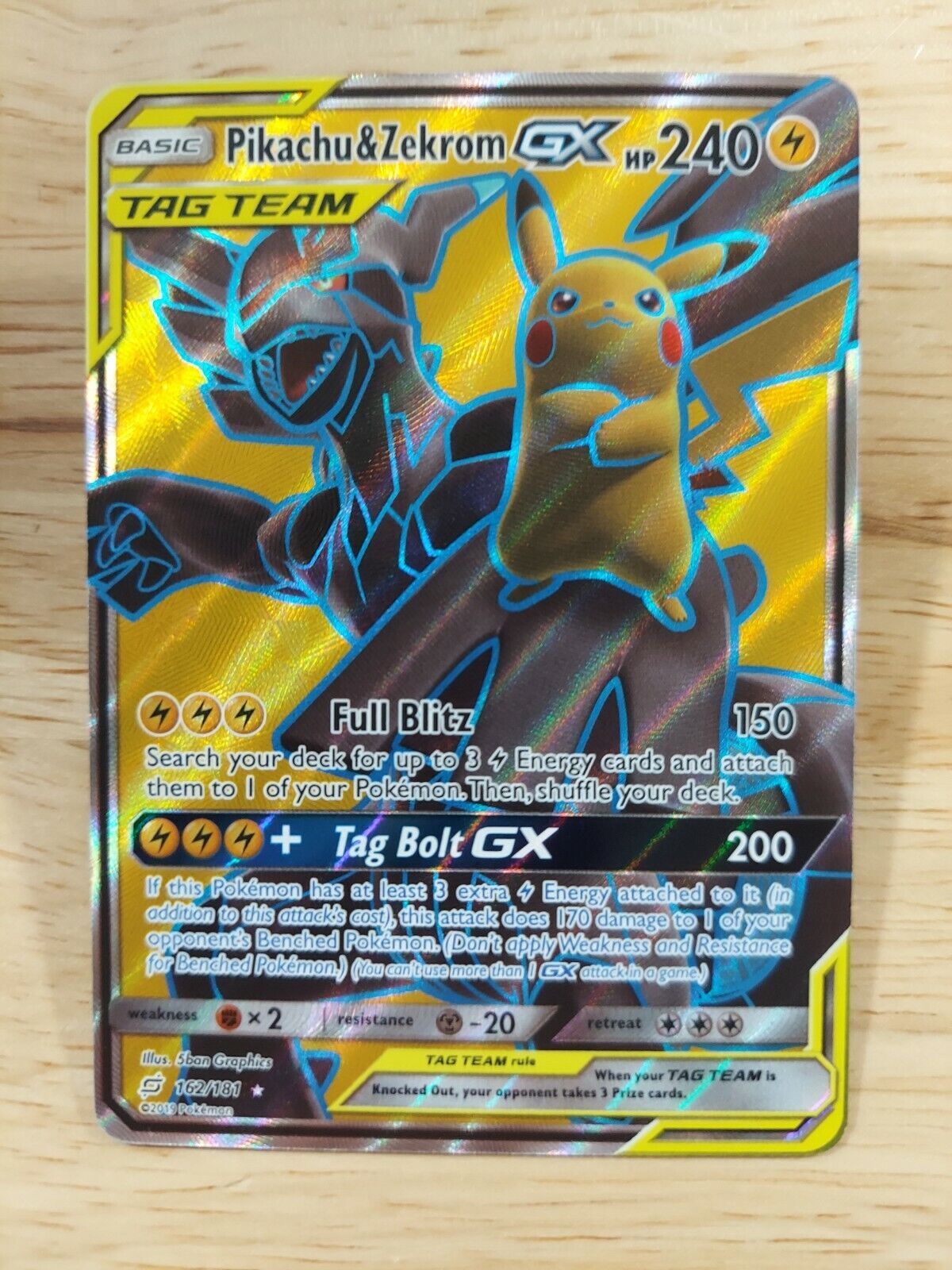 FULL ART Pikachu & Zekrom GX Tag Team ULTRA RARE SM168 Pokemon Holo Promo -  LP