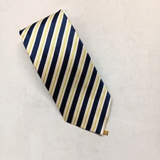 DAKS TIE IVORY w/ Blue Yellow Stripes 100% Silk 56" x 3.75"