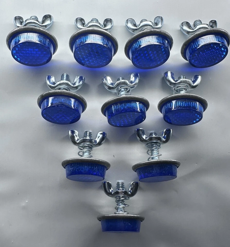 Lote de 10 ~ Placa de licença industrial Golias 1" refletores redondos azuis - Imagem 4 de 4