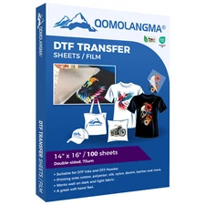 14" x 16" DTF Transfer Film - Double Sided, Instant Peel- 100 Sheets/pack