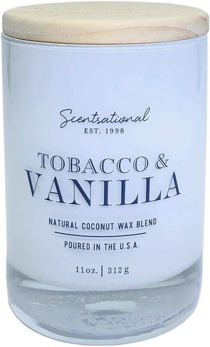 scentsational candles tobacco and vanilla 2x 11 oz Scentsational TOBACCO VANILLA 1- Wick Medium Candle Natural Soy  Blend