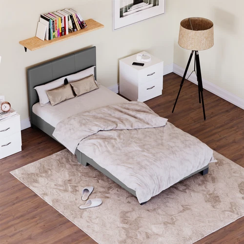 SALE Single Faux Leather Bed Bedroom Furniture Grey