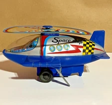 Vintage 1980s Wind-Up Powered Space Ship Toy Made in Korea Collectible