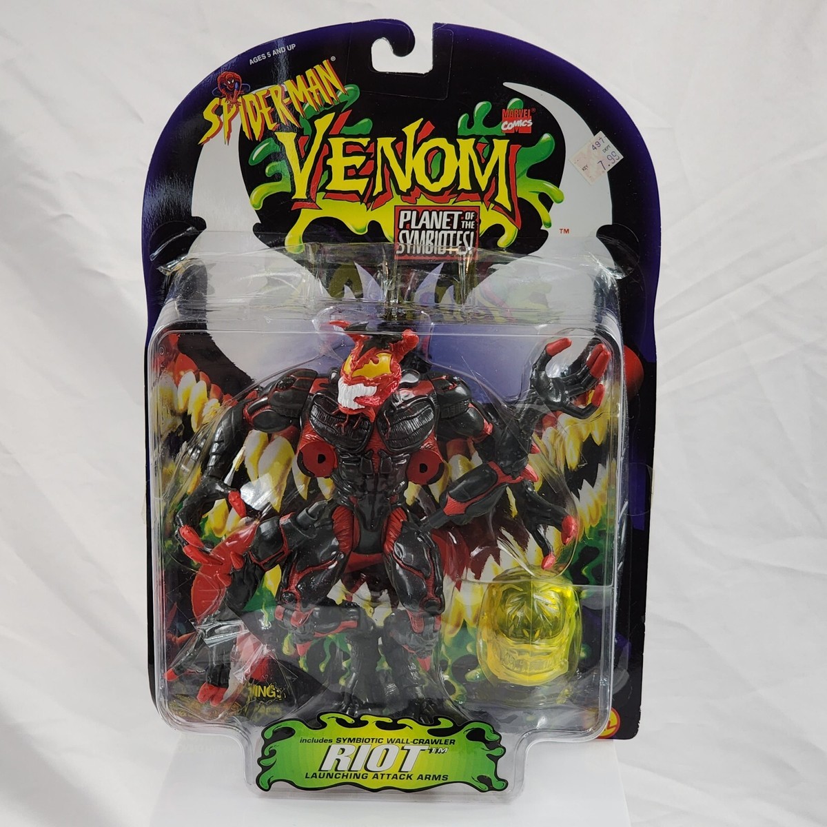 RY様依頼品　サイバイマン　リペイント Vtg Spider-man Venom Riot RARE Red Variant 6” Action Figure Marvel