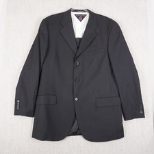 VTG Tommy Hilfiger Blazer Black 100 Wool Sport Coat Made in USA 42L