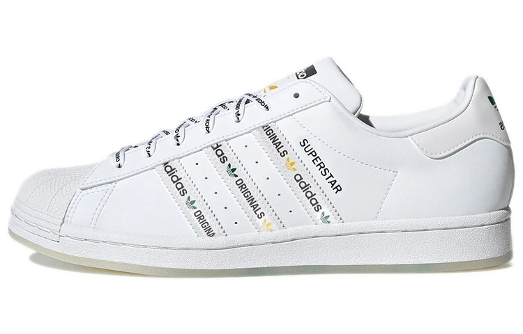 Adidas Superstar Logo Stripes - White Bright Green for sale | eBay