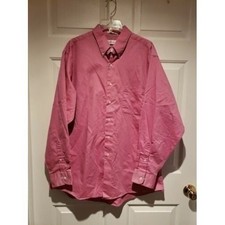 Men's sz 17 34 to 35 XL Van Heusen Pink Long Sleeved Button Up Dress Shirt