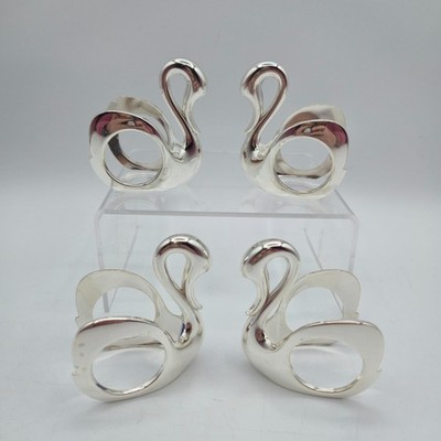 WM A ROGERS Swan Napkin Rings Set of 4 Silverplate Table Decor Japan
