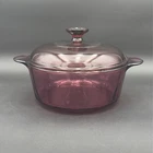 Vintage Visions Corning Casserole Dish Cranberry 2.5 QT #1156 WITH LID