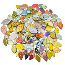 1.1LB Random Iridescent Leaves Ceramics Mosaic Tiles, Making Creative 3 Size ...