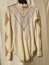 CustomMade LEOTARD Rhythmic Gymnastics Skating Dance-Child L-Off White Velvet