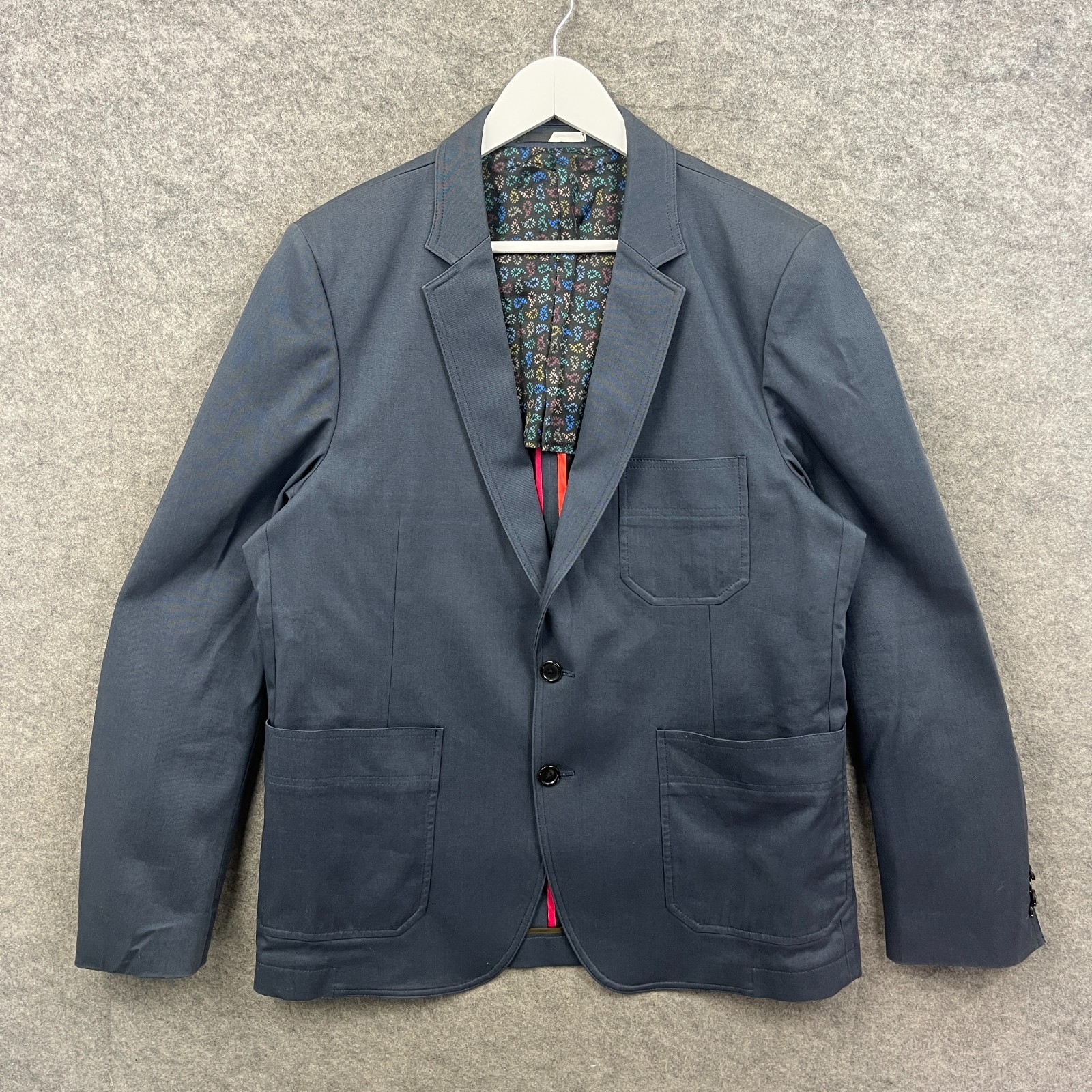 Paul Smit Chaqueta Para Hombres Reino Unido 42 Azul Tareas Blazer Traje Informal Abrigo 2 Botones Abrigo